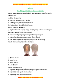 Trắc nghiệm Giới thiệu về khoa học tự nhiên KHTN 6 Chân trời sáng tạo