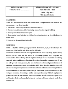 Đề thi Cuối kì 1 Tiếng Anh 9 Global success (Đề 3 kèm file nghe)