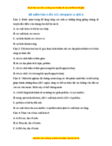 Đề thi giữa kì 2 Sinh học 12 (Đề 4)