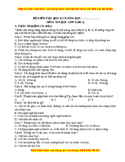 Đề thi cuối kì 2 Tin học 6 Kết nối tri thức - Đề 4