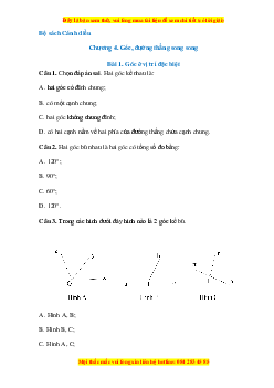 Trắc nghiệm Góc ở vị trí đặc biệt Toán 7 Cánh diều