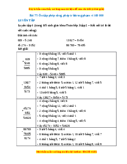Giải Sgk Toán lớp 3 Bài 77: Ôn tập phép cộng, phép trừ trong phạm vi 100000 (Kết nối tri thức)