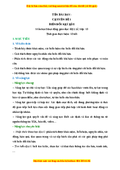 Giáo án chuyên đề 1 Biến đổi khí hậu Địa lí 10 Cánh diều