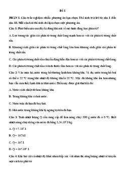 Bộ 3 đề thi Cuối kì 1 Vật lí 12 Chân trời sáng tạo có đáp án