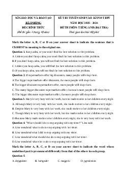 36 Đề chính thức thi vào lớp 10 Tiếng Anh năm 2025 (cả nước) có đáp án