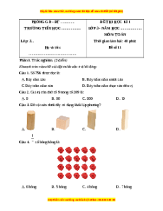 Đề thi cuối kì 1 Toán lớp 3 Kết nối tri thức - Đề 11
