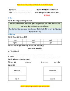 Bài tập cuối tuần Tiếng việt lớp 1 Tuần 9 Kết nối tri thức (có lời giải)