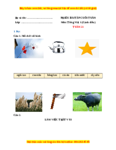 Bài tập cuối tuần Tiếng việt lớp 1 Tuần 21 Cánh diều (có lời giải)