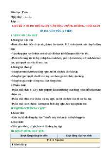 Giáo án Vận tốc Toán lớp 5 Chân trời sáng tạo