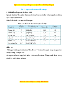 Lý thuyết Nguyên tố và đơn chất halogen Hóa 10 Cánh diều