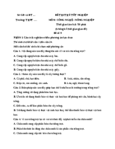 Đề ôn thi Tốt nghiệp Công nghệ (Định hướng Nông nghiệp) - Đề 9