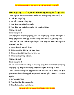 Trắc nghiệm Địa lý 7 Bài 3 Kết nối tri thức: Khai thác, sử dụng và bảo vệ thiên nhiên ở Châu Âu