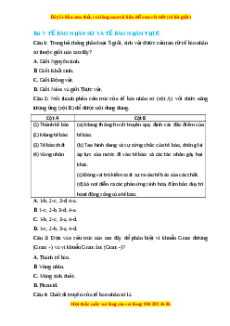 Trắc nghiệm Tế bào nhân sơ và tế bào nhân thực Sinh học 10 Cánh diều