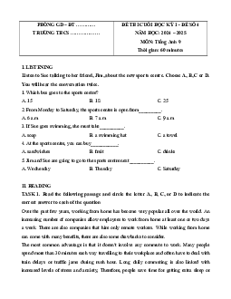 Đề thi Cuối kì 1 Tiếng Anh 9 Global success (Đề 4 kèm file nghe)