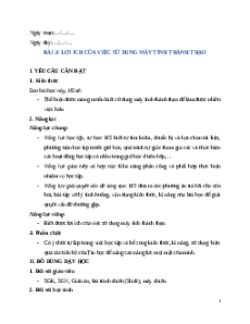 Giáo án Chủ đề A Bài 3 Tin học lớp 5 Cánh diều: Lợi ích của việc sử dụng máy tính thành thạo