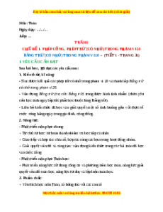 Giáo án Bảng trừ (có nhớ) trong phạm vi 20 Toán lớp 2 Cánh diều