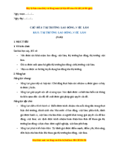 Giáo án Bài 5 KTPL 11 Chân trời sáng tạo: Thị trường lao động, việc làm