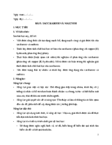 Giáo án Bài 5 Hóa học 12 Kết nối tri thức: Saccharose và maltose