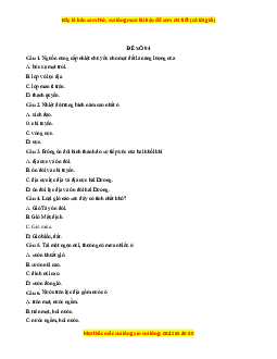 Đề thi cuối kì 1 Địa lý 10 Cánh diều (đề 4)