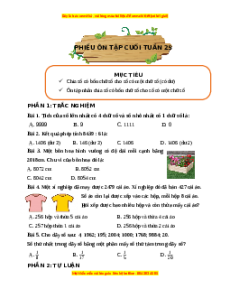 Bài tập cuối tuần Toán lớp 3 Tuần 25 Kết nối tri thức (có lời giải)