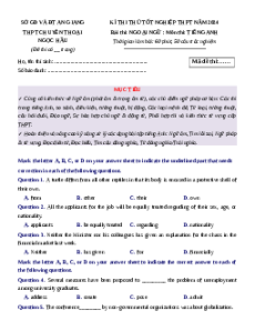 Đề thi thử tốt nghiệp Tiếng Anh trường Chuyên Thoại Ngọc Hầu năm 2024