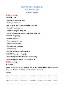 Đề cương ôn tập Cuối kì 1 Khoa học lớp 4 Cánh diều