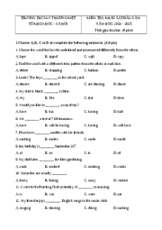 Đề thi KSCL Tiếng Anh 8 trường THCS Lý Thường Kiệt 2024-2025