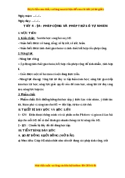 Giáo án Phép cộng và phép trừ số tự nhiên Toán 6 Kết nối tri thức