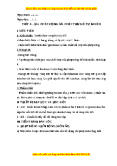 Giáo án Phép cộng và phép trừ số tự nhiên Toán 6 Kết nối tri thức