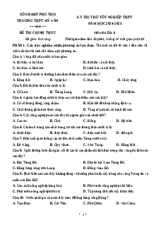 Đề thi thử tốt nghiệp 2025 Địa lí THPT Mỹ Văn - Phú Thọ