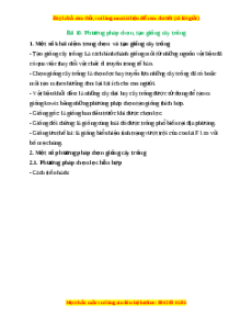 Lý thuyết Công nghệ 10 Trồng trọt Cánh diều Bài 10: Phương pháp chọn, tạo giống cây trồng
