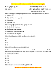 Đề thi giữa kì 2 Hóa 9 trường THCS Hòa Sơn năm 2023