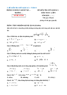 Đề thi giữa kì 1 Toán 9 Chân trời sáng tạo (Đề 4)