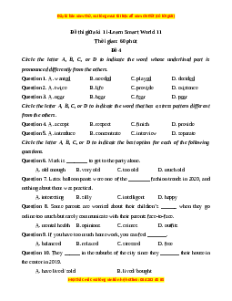 Đề thi giữa kì 1 Tiếng Anh 11 Ilearn smart (đề 4)