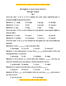 Đề thi giữa kì 1 Tiếng Anh 11 Ilearn smart (đề 4)