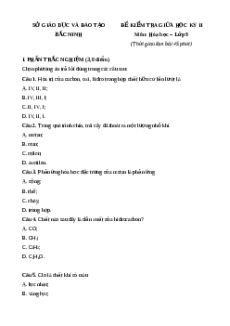 Đề thi giữa kì 2 Hóa 9 Sở GD và ĐT Bắc Ninh năm 2023