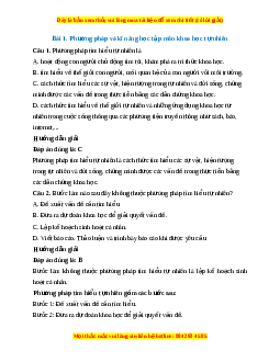 Trắc nghiệm Phương pháp và kĩ năng học tập môn khoa học tự nhiên KHTN 7 Kết nối tri thức