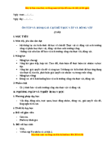 Giáo án Tự nhiên xã hội lớp 2 Cánh diều: Ôn tập và đánh giá - Chủ đề Thực vật và động vật