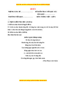 Đề thi Tiếng Việt lớp 1 Học kì 2 Kết nối tri thức (Đề 8)