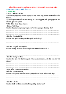 Đề cương ôn tập Giữa kì 1 Tiếng Việt lớp 4 Cánh diều