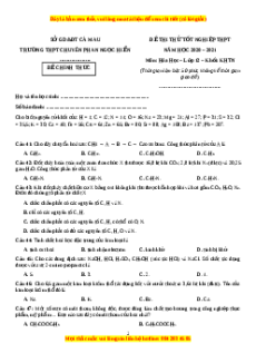 Đề thi thử Hóa Học trường Chuyên Phan Ngọc Hiển năm 2021