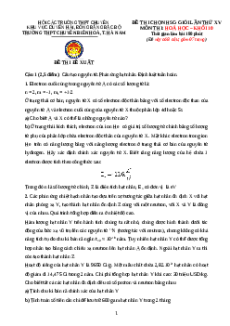 Đề thi HSG Hóa học 10 Trường THPT Chuyên Biên Hòa - Hà Nam