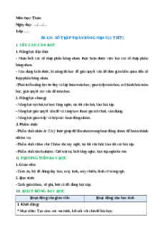Giáo án Số thập phân bằng nhau Toán lớp 5 Chân trời sáng tạo