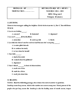 Đề cương ôn tập Giữa kì 1 Tiếng Anh 9 Global Success