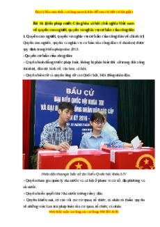 Lý thuyết Kinh tế pháp luật 10 Cánh diều Bài 16: Hiến pháp nước Cộng hòa xã hội chủ nghĩa Việt Nam về quyền con người, quyền và nghĩa vụ cơ bản của công dân