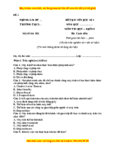 Đề thi cuối kì 1 Tin học 8 Cánh diều (Đề 2)