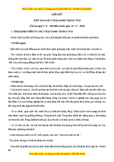 Trắc nghiệm Việt Nam sau cách mạng tháng 8 Lịch sử 12