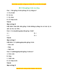 Trắc nghiệm Công nghệ 7 Bài 5 Kết nối tri thức: Nhân giống vô tính cây trồng