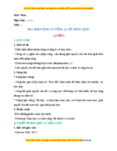 Giáo án Phép cộng có tổng là số tròn chục Toán 2 Chân trời sáng tạo