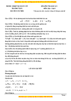 Đề thi cuối kì 1 Hóa học 9 trường THCS Nguyễn Văn Trỗi